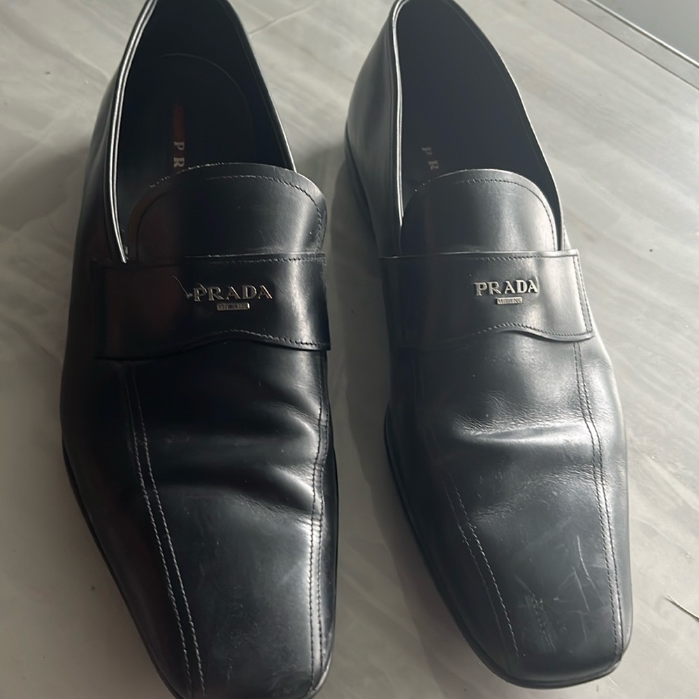 Prada black leather slip on men’s shoe size 12.